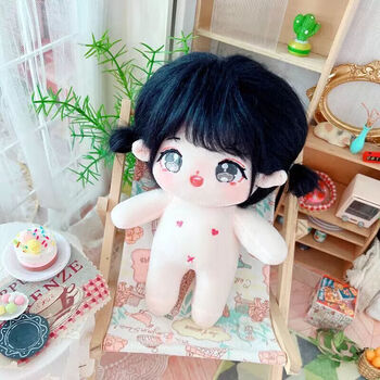 迪达鹿现货20cm棉花娃娃炸毛裸娃毛绒玩具人形公仔可换装玩偶送女墨汁