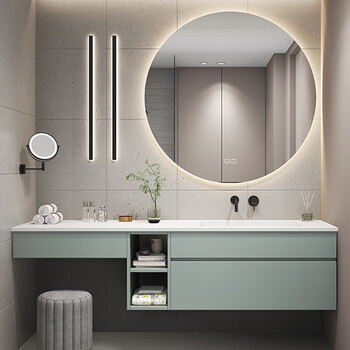 设计师定制岩板浴室柜组合现代简约轻奢洗手洗脸盆卫生间洗漱台120cm