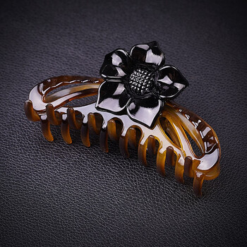 昕廉发饰简约盘发马尾抓夹发卡大号花朵洗澡发抓带齿防滑不容易松后脑