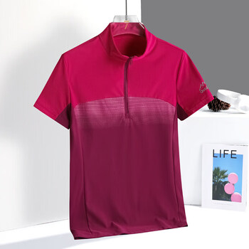 wvga李宁寕新款速干短袖女立领运动短恤户外大码快干衣阿迪达斯斯玫紫