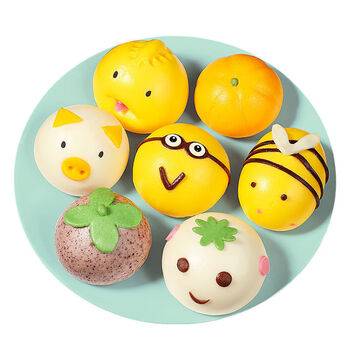 卡通包子儿童早餐可爱紫薯豆沙奶黄馅速冻面点馒头动物造型组合装5款
