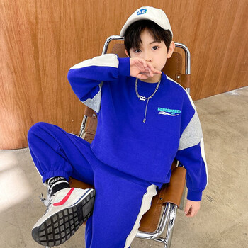 男孩春装运动服春秋儿童衣服炸街潮3到15岁蓝色110建议身高100厘米