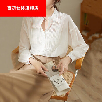 育初衬衫女秋季新款设计感小众高级感法式气质时尚洋气上衣春白色s100