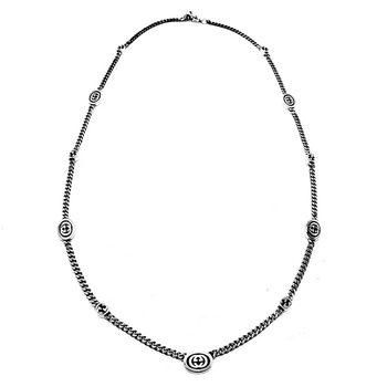 gucci 古驰 复古做旧互扣式双g925银饰项链女款百搭  送男友送女友