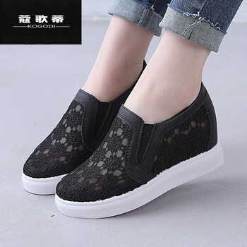 夏天穿的网鞋纱网内增高女鞋小白鞋女网纱运动网面鞋一脚蹬乐福懒人鞋