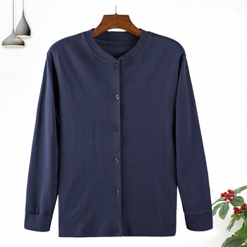 shinokoo老人内衣中老年男士开衫秋衣开襟线衣加肥加大单件老人对襟开