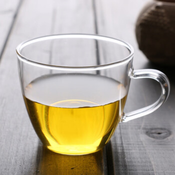 玻璃带把水杯透明品茗杯子耐热杯功夫茶具套装加厚咖啡奶茶大把杯150