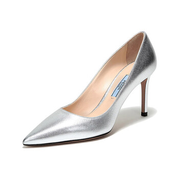 prada普拉达 女士银色皮革尖头高跟鞋 1i834i 3a9s f0118 f 085 36.