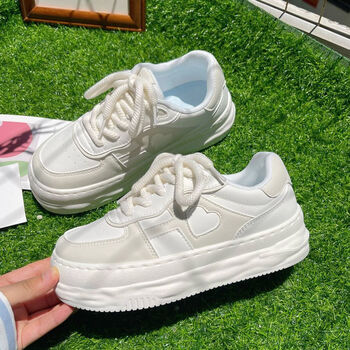 家小众设计百搭少女小白鞋女2022秋新款学生休闲大头运动板鞋米色36