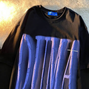 阿玛瑟amase100纯棉美式复古嘻哈字母涂鸦短袖t恤男ins小众宽松潮牌