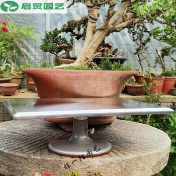 盆景转盘旋转台树桩制作台手动盆景修剪台转盘造型台铝合金长方形