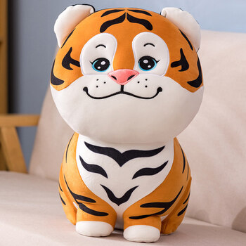 虎小号娃娃老虎玩偶年会礼品摆件棕色蓓贝虎23厘米定制logo包开发票