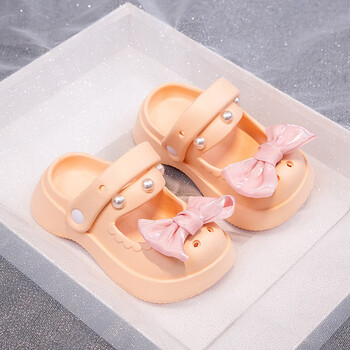 abcnq儿童拖鞋女童夏季可爱洞洞鞋室内女孩蝴蝶结糖果色包头凉拖鞋