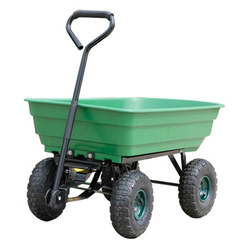 罗德力 四轮塑料翻斗手拉车 翻斗车实心轮 小号绿色 平板车拖车小推车