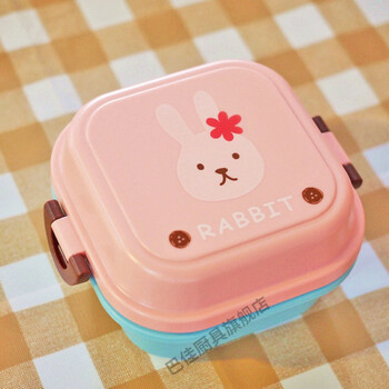 便当盒日式饭盒多格饭盒成人日式小动物便当盒可爱儿童点心盒双层饭盒