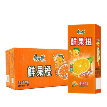 康师傅果汁鲜果橙饮品纸盒250ml*24盒夏季果汁橙味纯果乐果味饮料