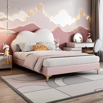 斯巴客 儿童床女孩公主床真皮床轻奢现代男孩卧室软床云朵北欧少女床