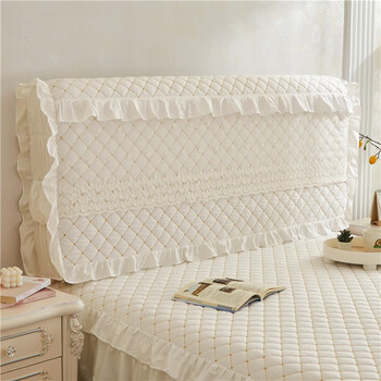 远嘉妮加厚夹棉床头罩 软包床头套蕾丝花边全包弧形床头保护防尘套