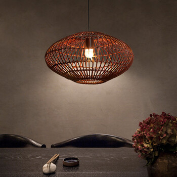宝容现代新中式藤编吊灯茶室禅意茶楼餐厅酒店民宿火锅店藤艺日式吊灯