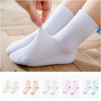 秋冬中筒白袜子 网眼212-女孩组【5双装】 建议9-12岁/脚长19-22cm