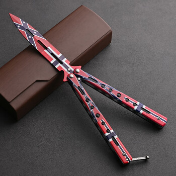 君楷初学者蝴蝶折叠刀 未开刃不锈钢折叠刀玩具全钢花式训练刀 英伦