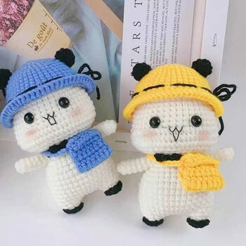 毛线手工编织玩偶一二熊猫布布diy材料包解闷手工娃娃送情侣礼物 小熊