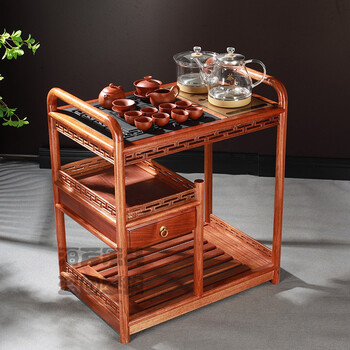 移动茶车移动茶桌茶台茶车家用简易茶桌木实木茶车移动茶台烧水壶一体