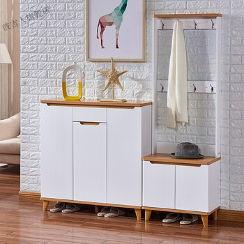 鞋柜北欧实木简约现代门厅柜玄关柜隔断柜储物柜挂衣架衣帽柜120三门