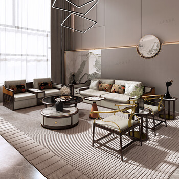 沙发客厅组合龙凤檀木沙发客厅家具现代中式轻奢简约大户型别墅家具