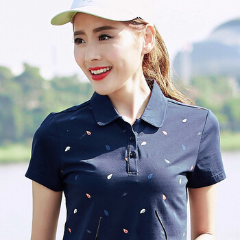 现货直发优质纯棉翻领t恤女装上衣短袖衫polo衫女宽松大码女士夏乐迪
