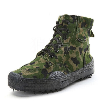 作训胶鞋解放鞋男工地干活男学校训练鞋高帮老迷彩劳保鞋黄迷彩胶鞋