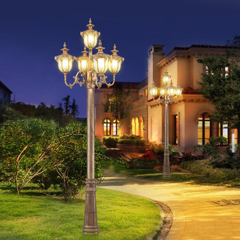 路灯3米4米铁杆庭院灯别墅户外灯园林照明灯花园灯景观灯欧式复古高杆