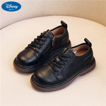 迪士尼disney旗舰新品软底男童复古jk小皮鞋春秋表演黑色英伦风真皮
