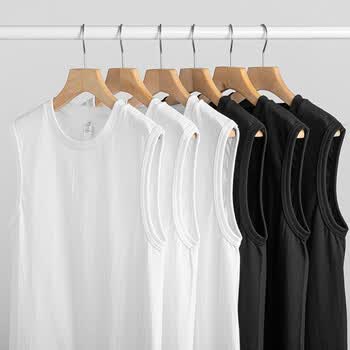 日系复古240g重磅纯棉夏季运动跨栏背心纯色百搭健身打底坎肩男女