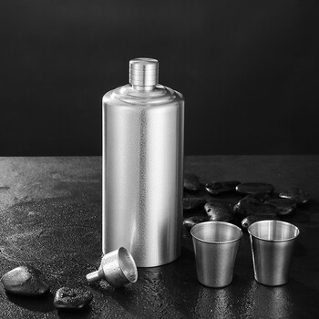 银吉厨具boussac新款304不锈钢酒壶加厚1斤2户外白酒瓶随身水壶圆柱瓶