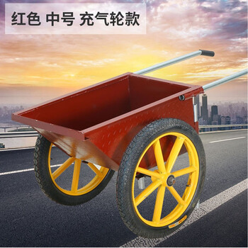 加厚斗车工地手推车灰斗车建筑水泥砂浆车垃圾车泥沙搬运车  红色中号