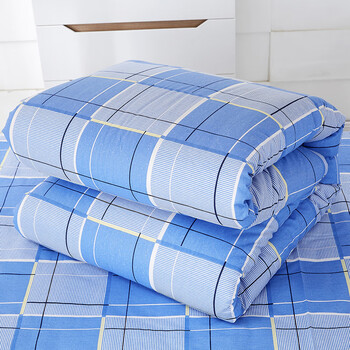 小弹壳热熔棉被学生军训被子棉质劳保被民工热熔棉被纯棉款 蓝方格