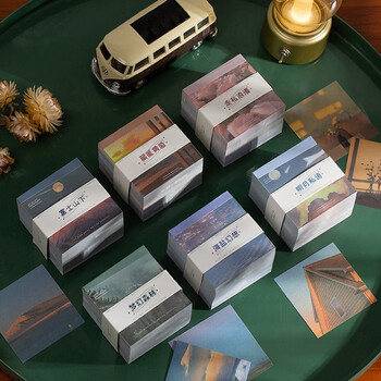 400张ins风景便签纸无粘性简以时光手账素材纸基础留言备忘便签本