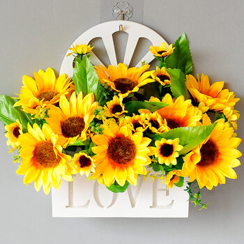 神至挂墙上的花篮壁挂田园仿真花装饰品墙壁花篮室内sn0477藏青色