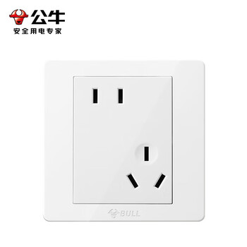 公牛开关插座五孔面板墙壁暗装家用5孔电源usb插座 斜五孔插座 10a