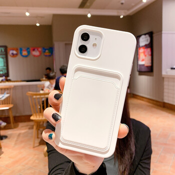 适用于苹果手机壳卡包带卡套一体背贴创意可插卡片 苹果12mini【白色