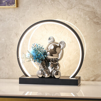 灿艺 暴力熊灯环客厅玄关卧室装饰摆件工艺品搬家乔迁新居开业新婚送