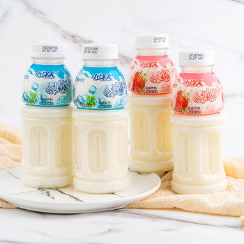 hywlkj小洋人经典款妙恋乳酸菌饮品345ml*15瓶原味草莓味儿童早餐饮料