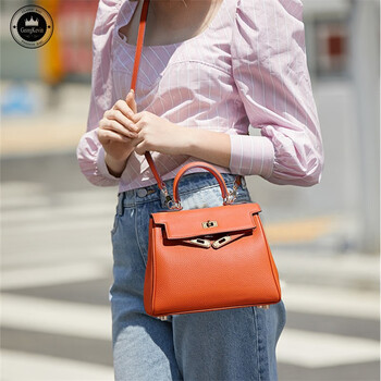 乔治凯汶georgkevin包包女包新款单肩包潮流牛皮二代凯莉包手提斜挎包