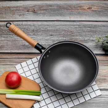 一人小铁锅生铁平底小型炒锅12人用迷你无涂层热油油炸锅煤气灶24cm纯