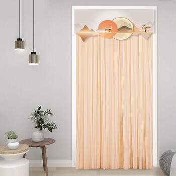 佳尔美(jiaermei)蕾丝双层门帘免打孔家用门帘卧室美容院隐私纱帘隔断