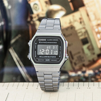 卡西欧(casio)小方表电子夜光防水百搭男女复古经典小银表a158wa-1df