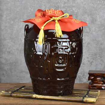 紫砂陶瓷酒瓶宜兴10斤装酒坛酒灌带盖密封土陶仿古加厚窖藏存酒10斤