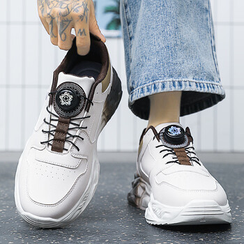 厚底旋转纽扣学生休闲运动跑步老爹鞋 主图款米棕 39【图片 价格 品牌