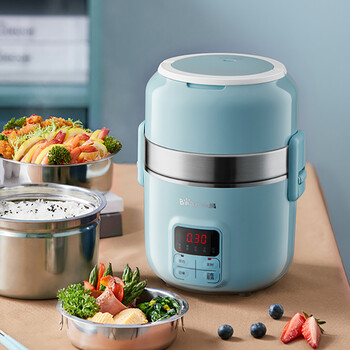 预约定时三层保温饭盒迷你电饭煲蒸煮可插电电火锅上班族加热饭盒2升